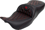 Saddlemen Roadsofa Lattice Stitch Seat For Harley Davidson FLHR 1584 2008 - Black/Red (Driver Seat Length:38 cm)
