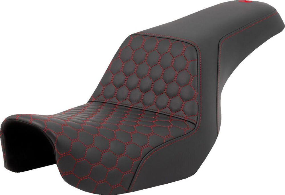Saddlemen Honeycomb Step Up Seat For Harley Davidson FLD 1690 2012-2013 - Black/Red