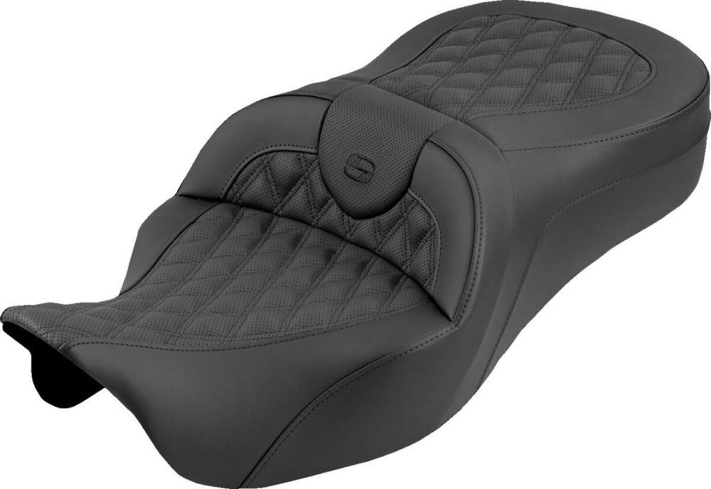 Saddlemen Roadsofa King Seat For Harley Davidson FLH 1868 ABS 2021 Lattice Stitched - Black