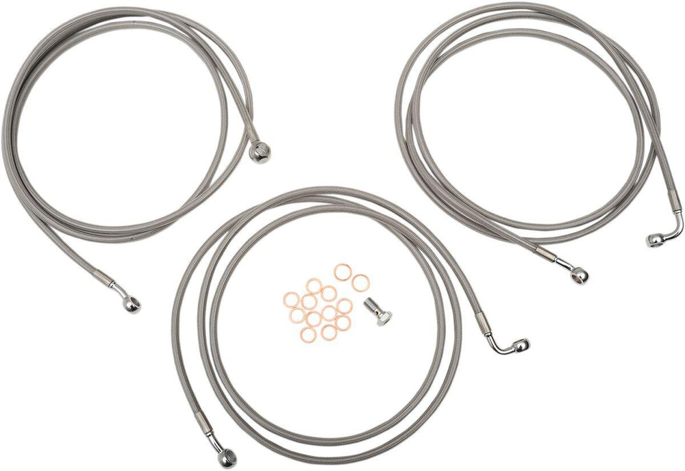 LA Choppers Stainless Steel Brake Hose Kit For Harley Davidson FLD 1690 ABS 2014 18" - 20" - Silver