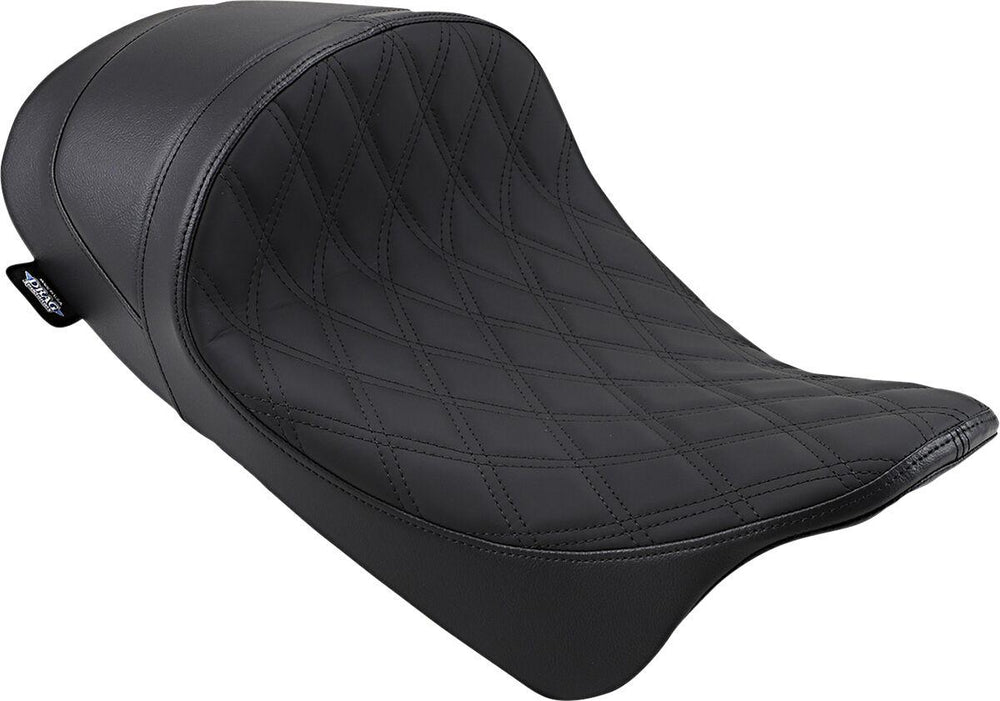 Drag Specialties EZ-On Mount Forward Low Solo Seat For Harley Davidson FLHR 1584 2008-2011 Black Stitching/Double Diamond - Black