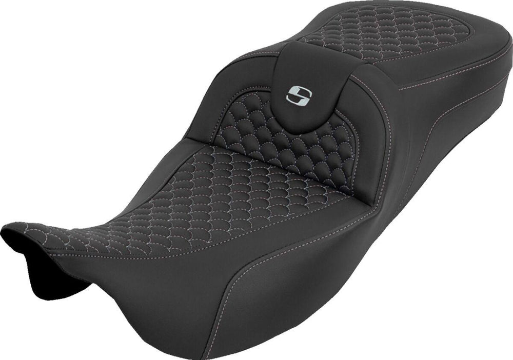 Saddlemen Extended Reach RoadSofa Seat For Harley Davidson FLH 1868 ABS 2021 Dragon Stitch - Black