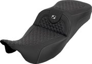 Saddlemen Extended Reach RoadSofa Seat For Harley Davidson FLH 1868 ABS 2021 Dragon Stitch - Black
