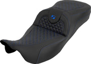 Saddlemen Extended Reach RoadSofa Seat For Harley Davidson FLH 1868 ABS 2021 Dragon Stitch - Black/Blue