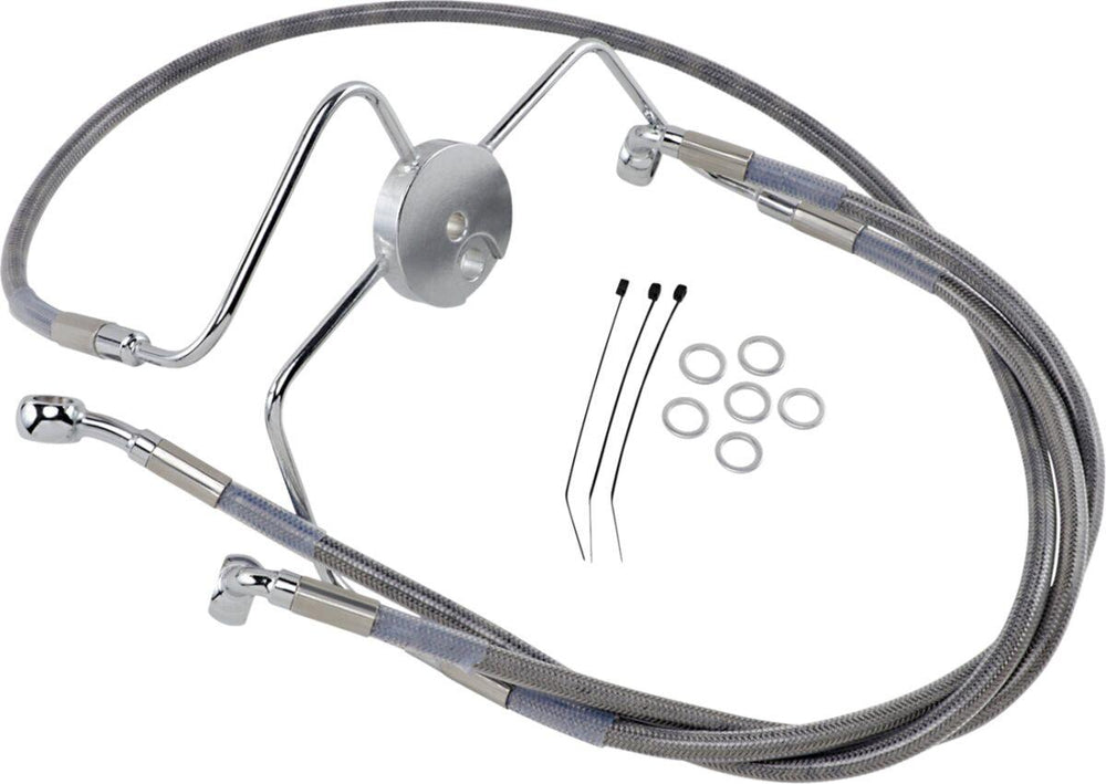 Drag Specialties Extended Length Stainless Steel Brake Hose Kit For Harley Davidson FLHR 1340 1994-1998 Front