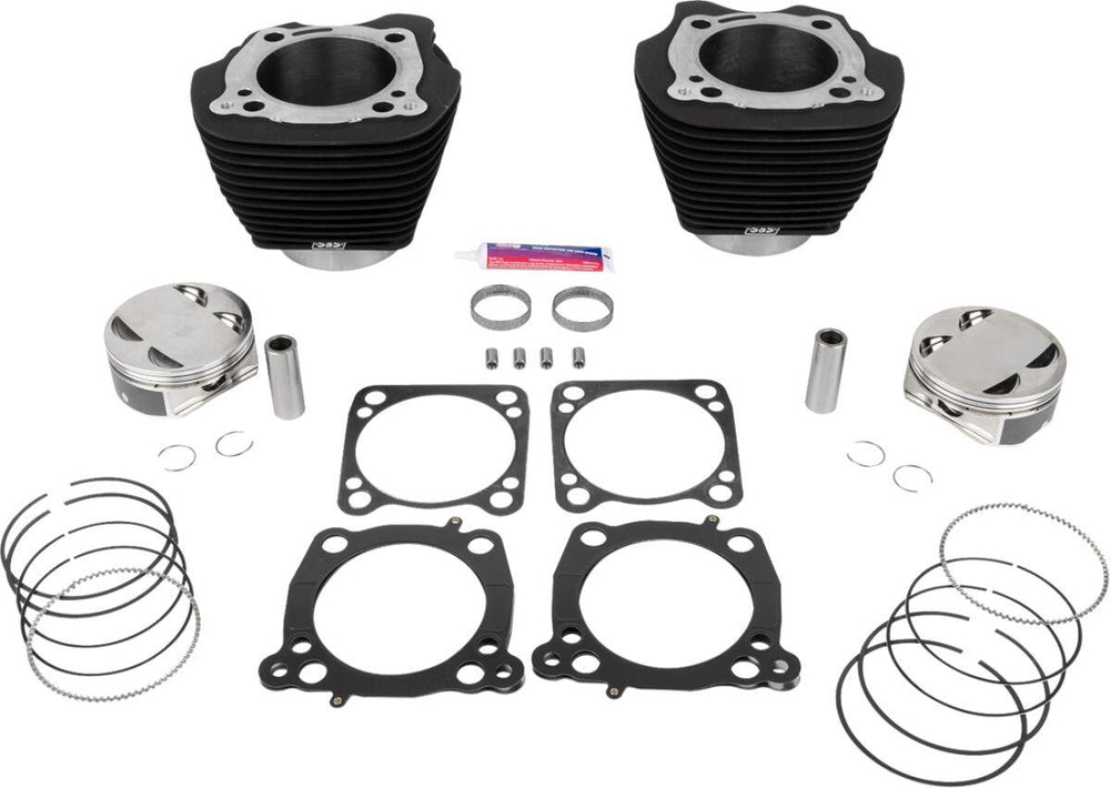 S&S Cycle 132" Big Bore Cylinder Kit For Harley Davidson FLDE 1750 ABS 2018-2020 - Non-Highlighted Fins/Wrinkle Black