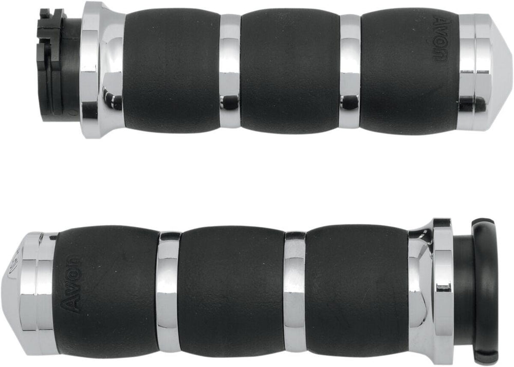 Avon Grips 3-Ring Velvet Air Grips For Harley Davidson FLD 1690 2012-2013 - Black Chrome