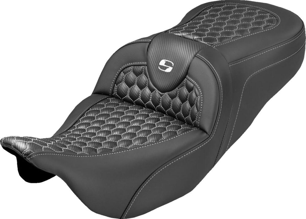 Saddlemen Roadsofa Seat For Harley Davidson FLH 1868 ABS 2021 Honeycomb - Black/White