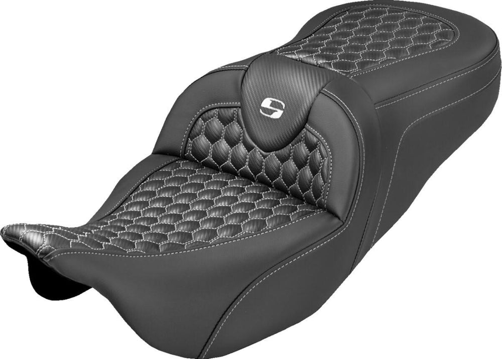 Saddlemen Extended Reach RoadSofa Seat For Harley Davidson FLH 1868 ABS 2021 - Black/White