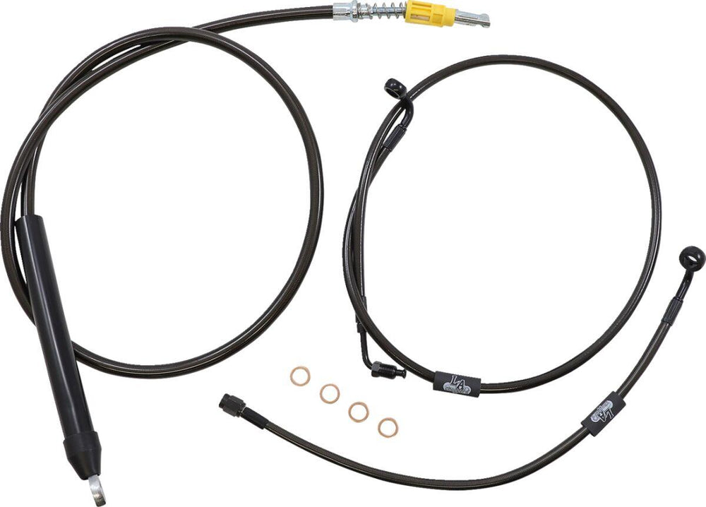 LA Choppers Standard Midnight Braided Quick Connect Handlebar Cable/Brake Hose Kit For Harley Davidson FLDE 1750 ABS 2018-2020 45.5 cm - 51 cm (18" - 20") - Black/Clear-Coated