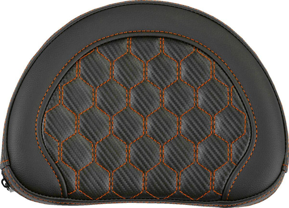 Saddlemen Contoured Cruiser Motorcycle Seat Sissy Bar Pad Orange Stitching - Black/Orange