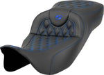 Saddlemen Extended Reach RoadSofa Seat For Harley Davidson FLHR 1584 2008 - Black/Blue (Driver Seat Length: 42 cm)