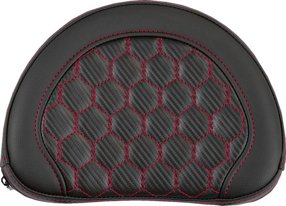 Saddlemen Contoured Cruiser Motorcycle Seat Sissy Bar Pad - Honeycomb  Black/Red