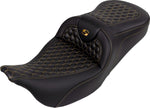 Saddlemen Honeycomb Roadsofa Seat For Harley Davidson FLH 1868 2021 - Black/Gold (Driver Seat Length: 39.5 cm)