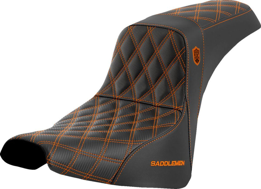 Saddlemen Pro Series SDC Performance Black Gripper Lumbar Grip Seat For Harley Davidson FXBB 1750 2018-2020 - Black/Orange