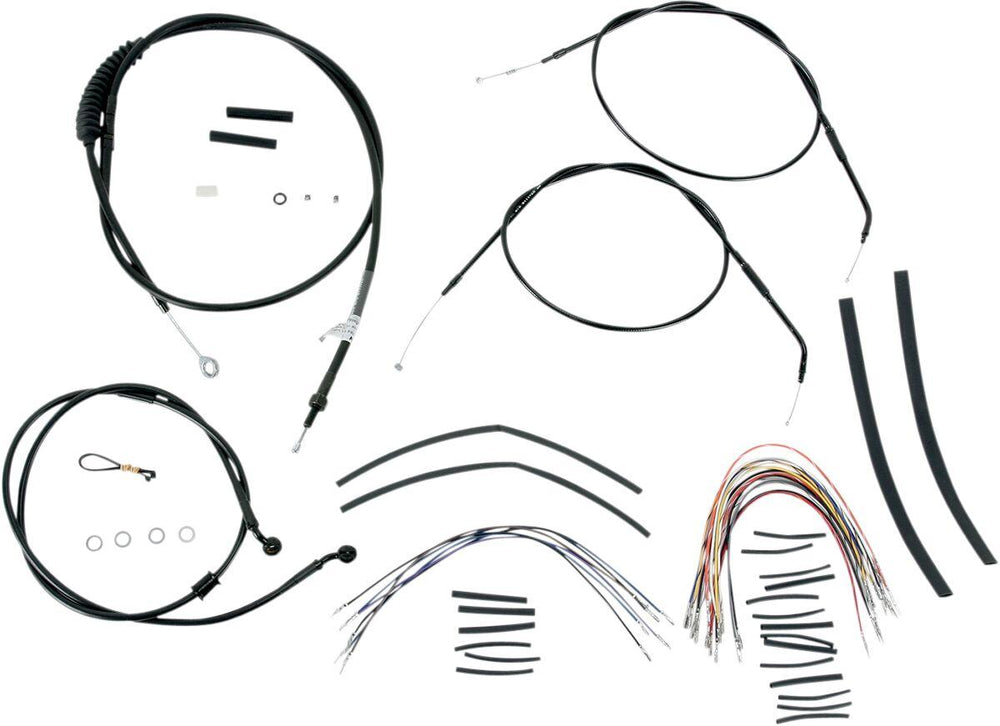 Burly Cable Line Kit for Ape Hanger Handlebars For Harley Davidson XL 1200 C 2007-2013 35.5cm (14") - Black
