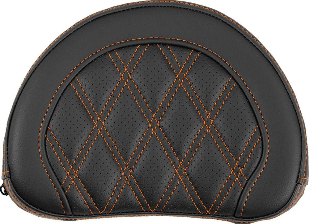 Saddlemen Contoured Cruiser Motorcycle Seat Sissy Bar Pad Lattice Stitched - Black/Orange