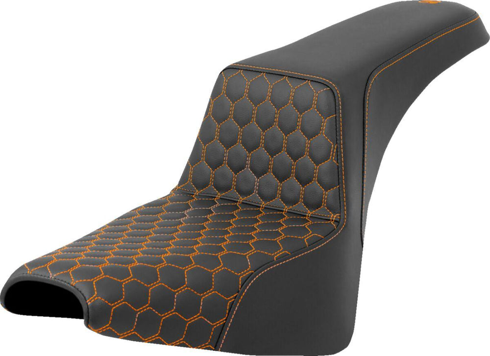 Saddlemen Honeycomb Step Up Seat For Harley Davidson FXBB 1750 2018-2020 - Black/Orange