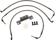 LA Choppers Midnight Braided Brake Hose Kit For Harley Davidson FLHR 1690 2014-2015 12" - 14" - Black/Midnight