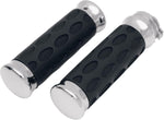 Drag Specialties Custom Rubber Grips For Harley Davidson FLD 1690 2012-2013 - Black Chrome