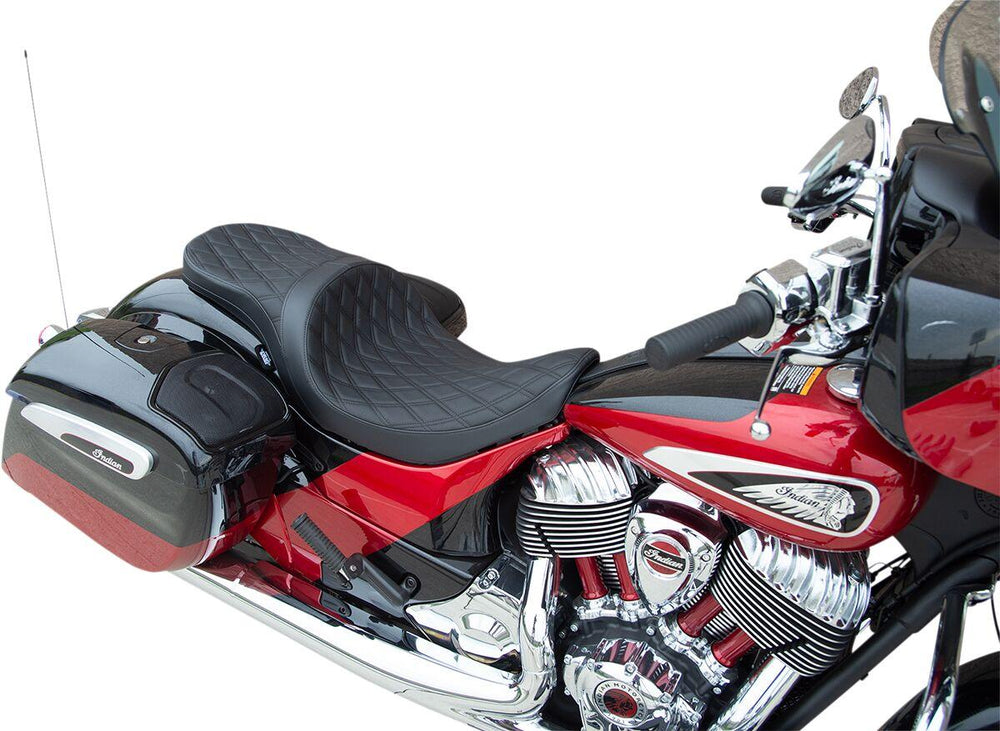 Drag Specialties Low-Profile Touring Seat For Indian Chief 111 2014-2020 Black Stitching Double Diamond - Black