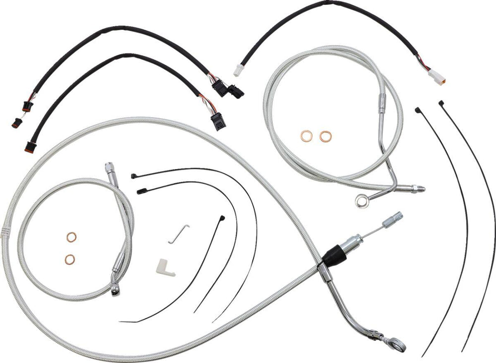 Magnum Shielding Sterling Chromite II Designer Handlebar Cable Install Kit For Harley Davidson FLH 1868 2021 38 - 43cm (15" - 17") - Chrome Clear-Coated