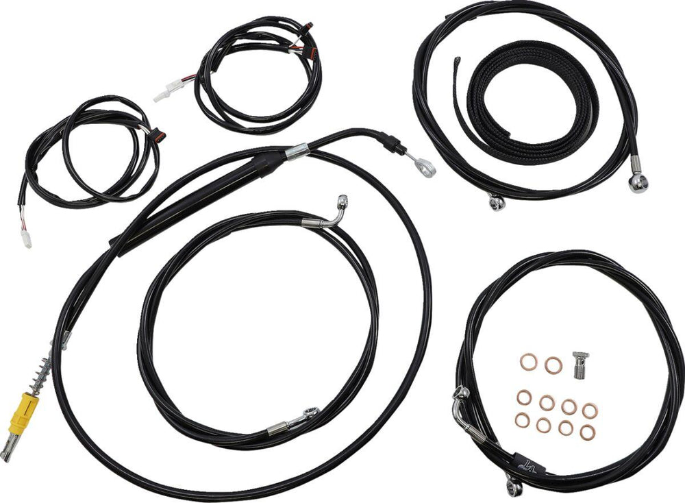 LA Choppers Complete Plug-and-Play Braided Cable Kit For Harley Davidson FLH 1868 ABS 2021 45.5 cm - 51 cm (18" - 20") - Black/Clear-Coated