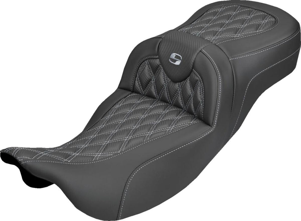 Saddlemen Roadsofa Carbon Fibre Seat No Backrest For Harley Davidson FLH 1868 ABS 2021 - Black/Silver