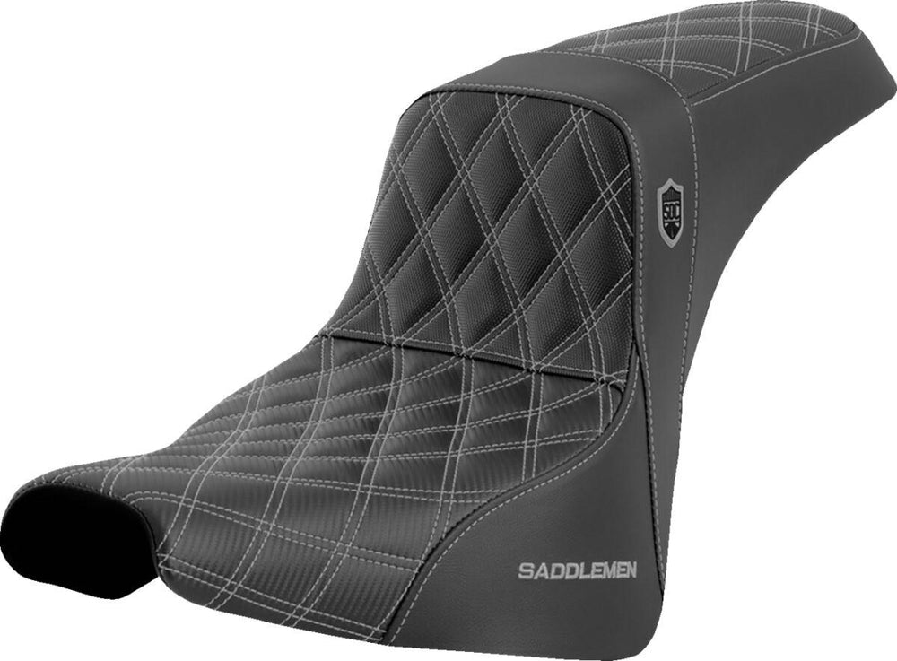 Saddlemen Pro Series SDC Performance Black Gripper Lumbar Grip Seat For Harley Davidson FXBB 1750 2018-2020 - Black/Silver