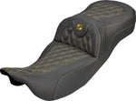 Saddlemen Roadsofa Extended Reach Carbon Fibre Seat For Harley Davidson FLH 1868 ABS 2021 Carbon Fiber - Black/Gold