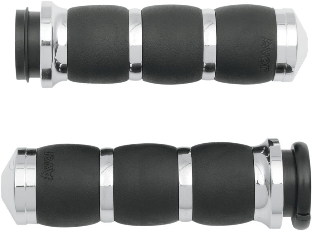 Avon Grips 3-Ring Velvet Air Grips For Harley Davidson FLDE 1750 2018-2020 - Black Chrome