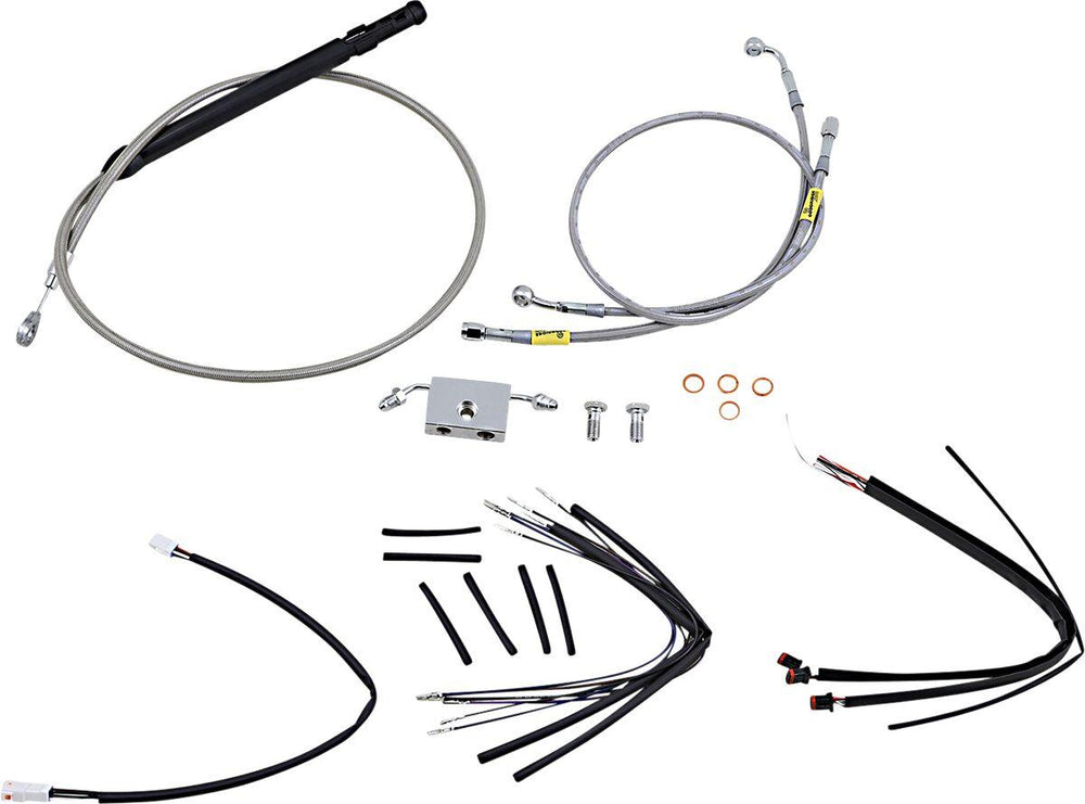 Burly  Ape Handlebar Cable & Hose Kit For Harley Davidson FLDE 1750 2018-2019 35.5cm (14") - Silver