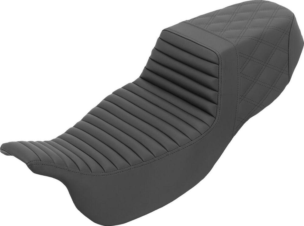 Saddlemen Step Up Seat For Harley Davidson FLRT 1690 2015-2016 Front Tuck-n-Roll/Rear Lattice Stitch - Black
