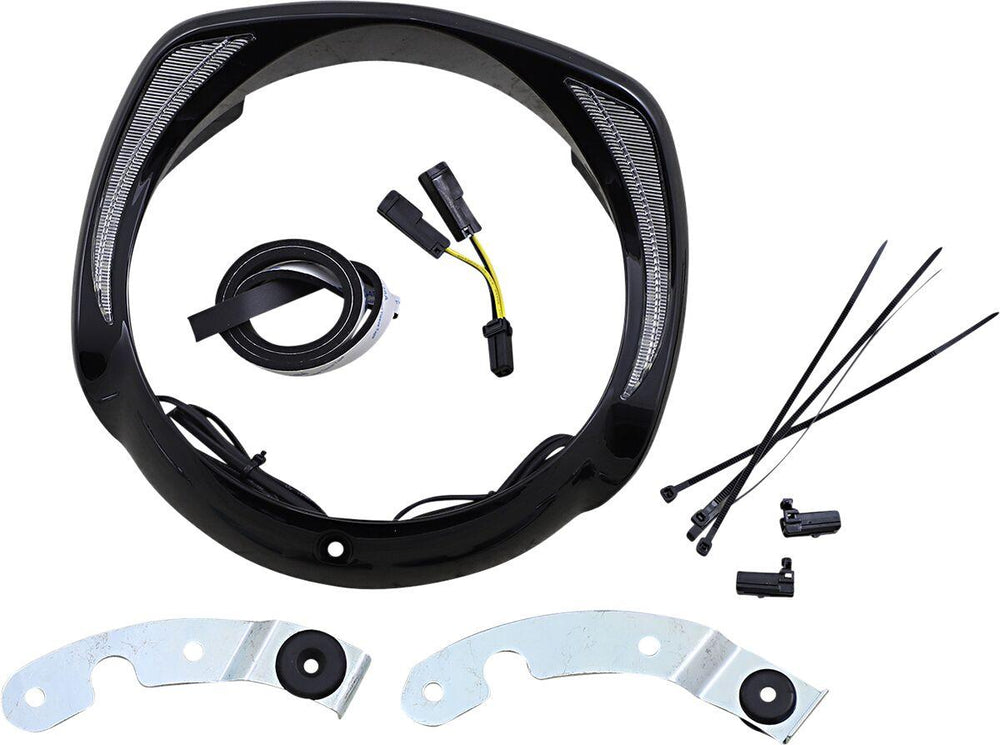 Ciro Fang Headlight Bezels For Harley Davidson FLH 1868 ABS 2021 Black Clear