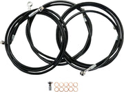 LA Choppers Braided Brake Hose Kit For Harley Davidson FLD 1690 ABS 2014 Front 15" - 17" - Black