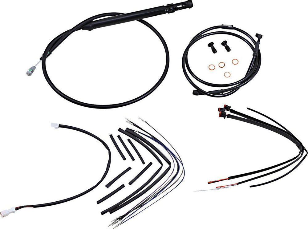 Burly Cable Line Kit for Ape Hanger Handlebars For Harley Davidson FXBB 1750 2018-2020 30.5cm (12") - Black