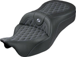 Saddlemen Roadsofa King Seat For Harley Davidson FLH 1868 ABS 2021 Lattice Stitched - Black/Silver