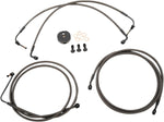 LA Choppers Midnight Braided Brake Hose Kit With ABS For Harley Davidson FLHR 1584 2008-2011 12" - 14" - Black/Midnight
