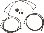 LA Choppers Midnight Braided Brake Hose Kit With ABS For Harley Davidson FLHR 1584 2008-2011 12" - 14" - Black/Midnight