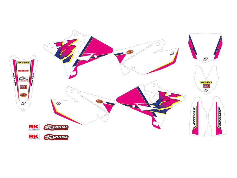 Blackbird Retro Graphics Kit For Yamaha YZ125 2002-2021 - Pink/White