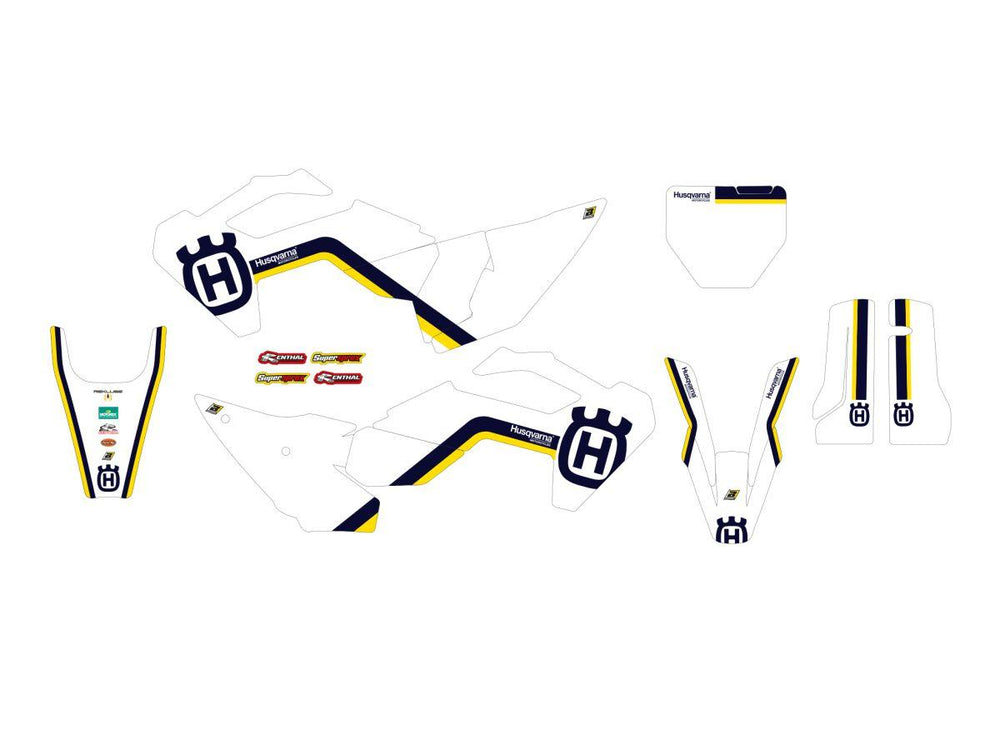 Blackbird Retro Graphics Kit For Husqvarna FC250 2023 - Blue/White/Yellow