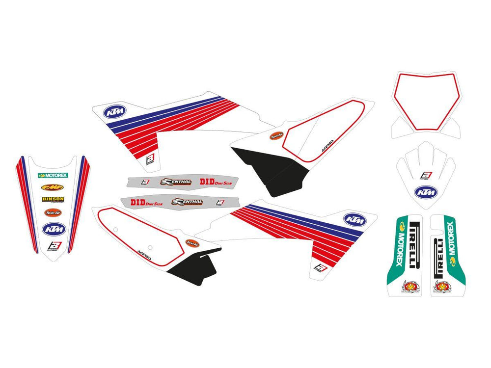 Blackbird Retro Graphics Kit For KTM SX125 2023 - Blue/Red/White