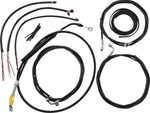 LA Choppers Complete Black Vinyl Braided Handlebar Cable/Brake Hose Kit For Harley Davidson FLHR 1750 ABS 2021-2022 38 cm - 43 cm (15" - 17") - Black/Clear-Coated