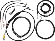 LA Choppers Complete Black Vinyl Braided Handlebar Cable/Brake Hose Kit For Harley Davidson FLHR 1750 ABS 2021-2022 38 cm - 43 cm (15" - 17") - Black/Clear-Coated