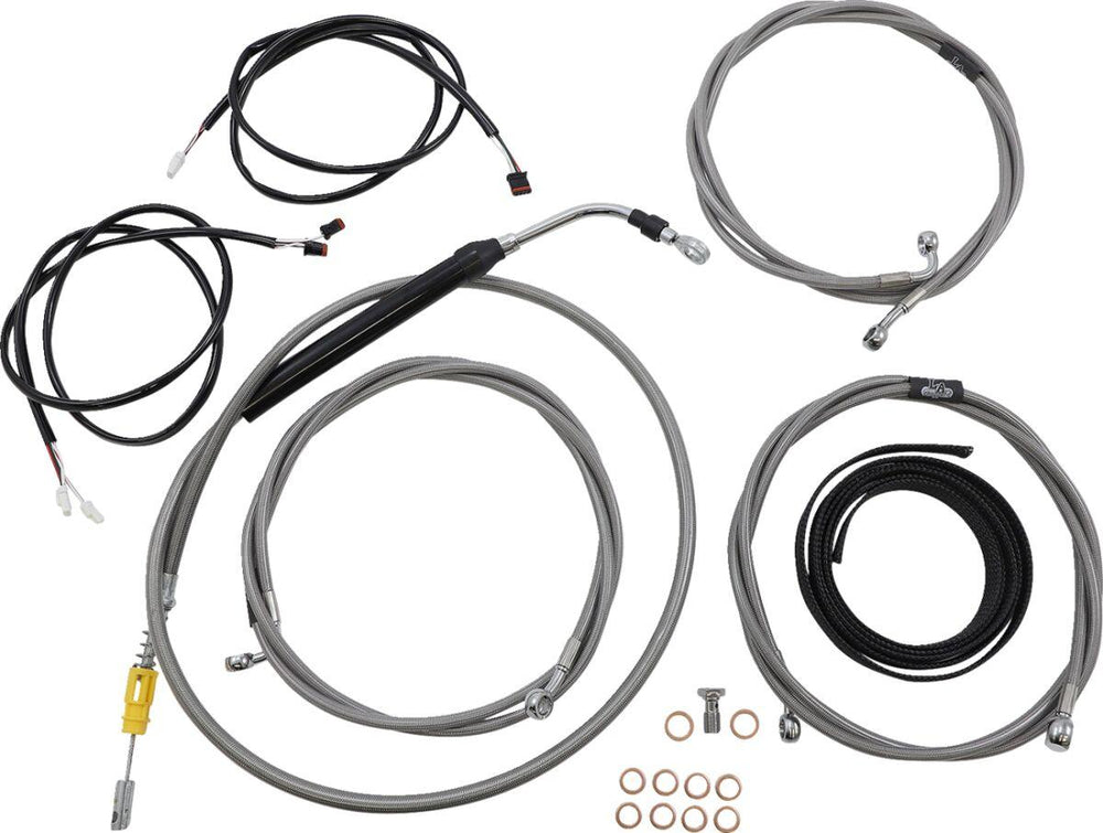 LA Choppers Complete Plug-and-Play Cable Kit For Harley Davidson FLH 1868 ABS 2021 38 cm - 43 cm (15" - 17") - Clear-Coated