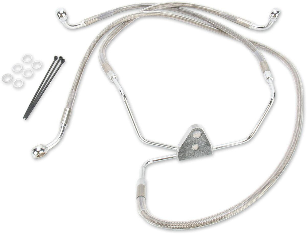 Drag Specialties Extended Length Stainless Steel Brake Hose Kit For Harley Davidson FLHT 1340 1996-1998 +25.4 cm Front