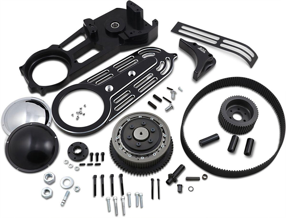 Belt Drives LTD 2" Belt Drive Kit with Changeable Domes For Harley Davidson FLST 1340 1990 - Black