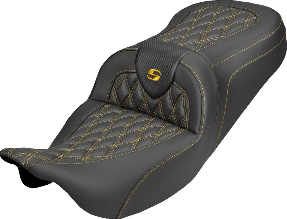 Saddlemen Roadsofa Carbon Fibre Seat For Harley Davidson FLH 1868 ABS 2021 Carbon Fiber - Black/Gold