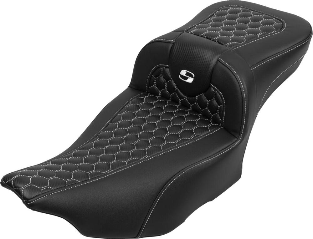 Saddlemen Roadsofa Extended Reach Honeycomb Seat For Harley Davidson FLHX 1923 2024-2026 - Black/White