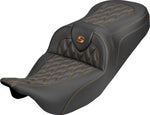 Saddlemen Roadsofa Carbon Fibre Seat No Backrest  For Harley Davidson FLH 1868 ABS 2021 - Black/Orange